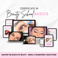 Certificate in Beauty School Basics with various beauty tutorials on multiple devices showcasing beauty techniques.