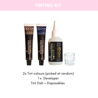Tinting Kit including 2 tint colors, developer, tint dish, and disposables for Professional Beauty Services.